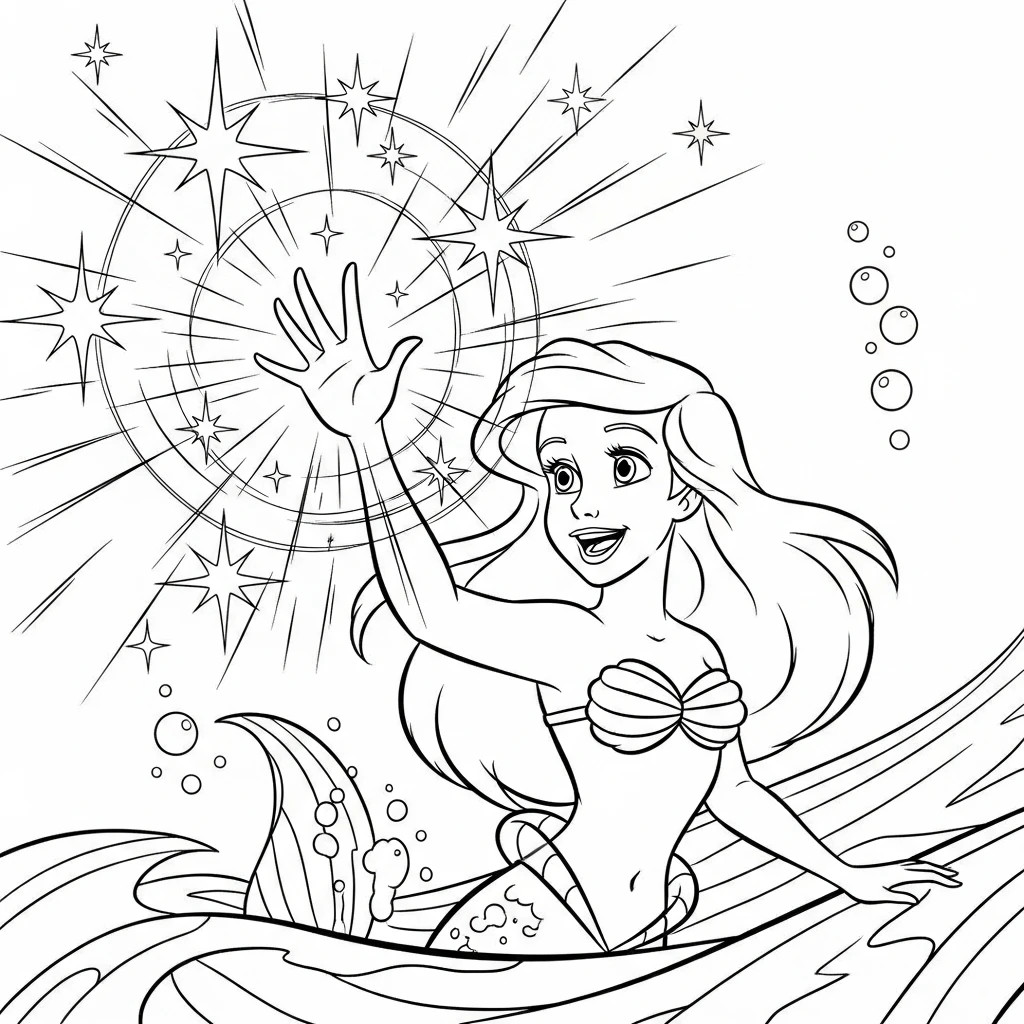 Coloriage Ariel Enchantée à Imprimer