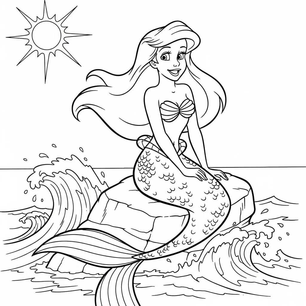 Coloriage Ariel Kawaii à Imprimer
