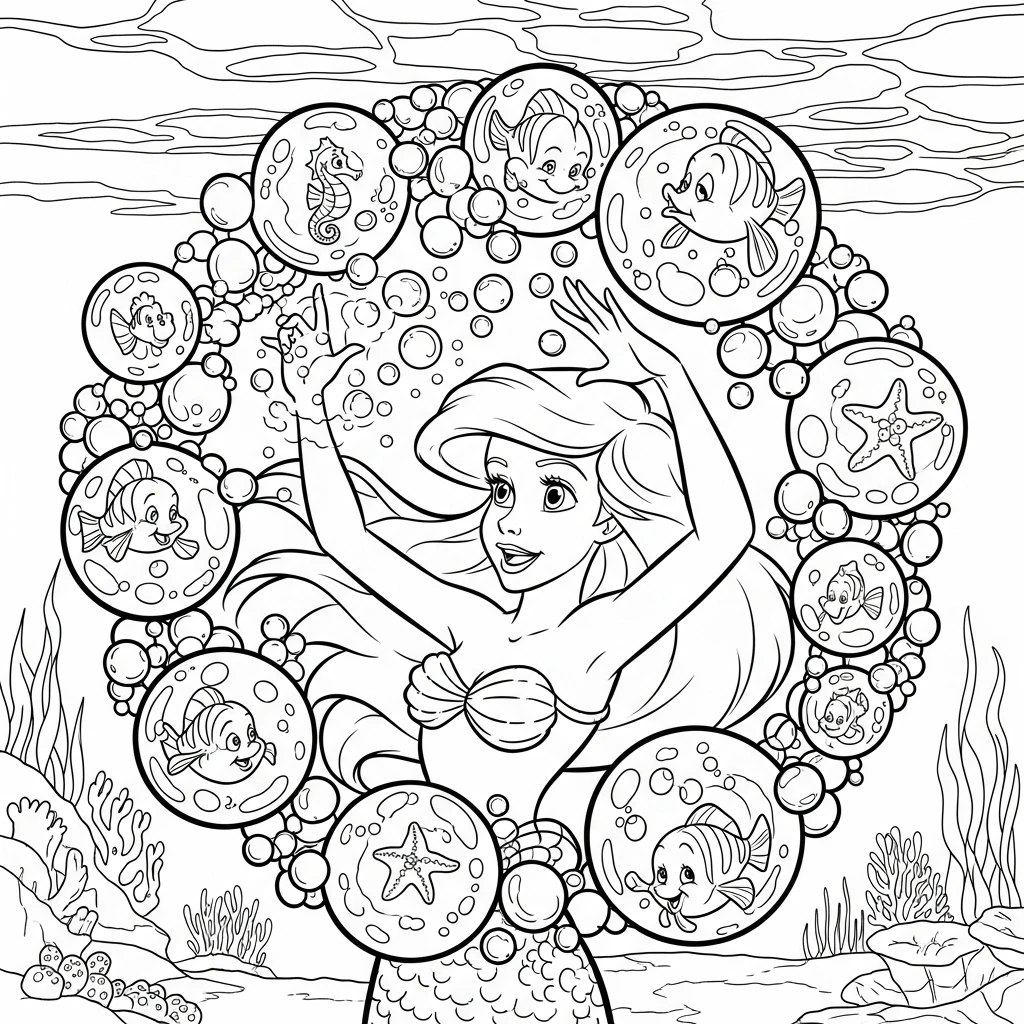 Coloriage Ariel Magique à Imprimer