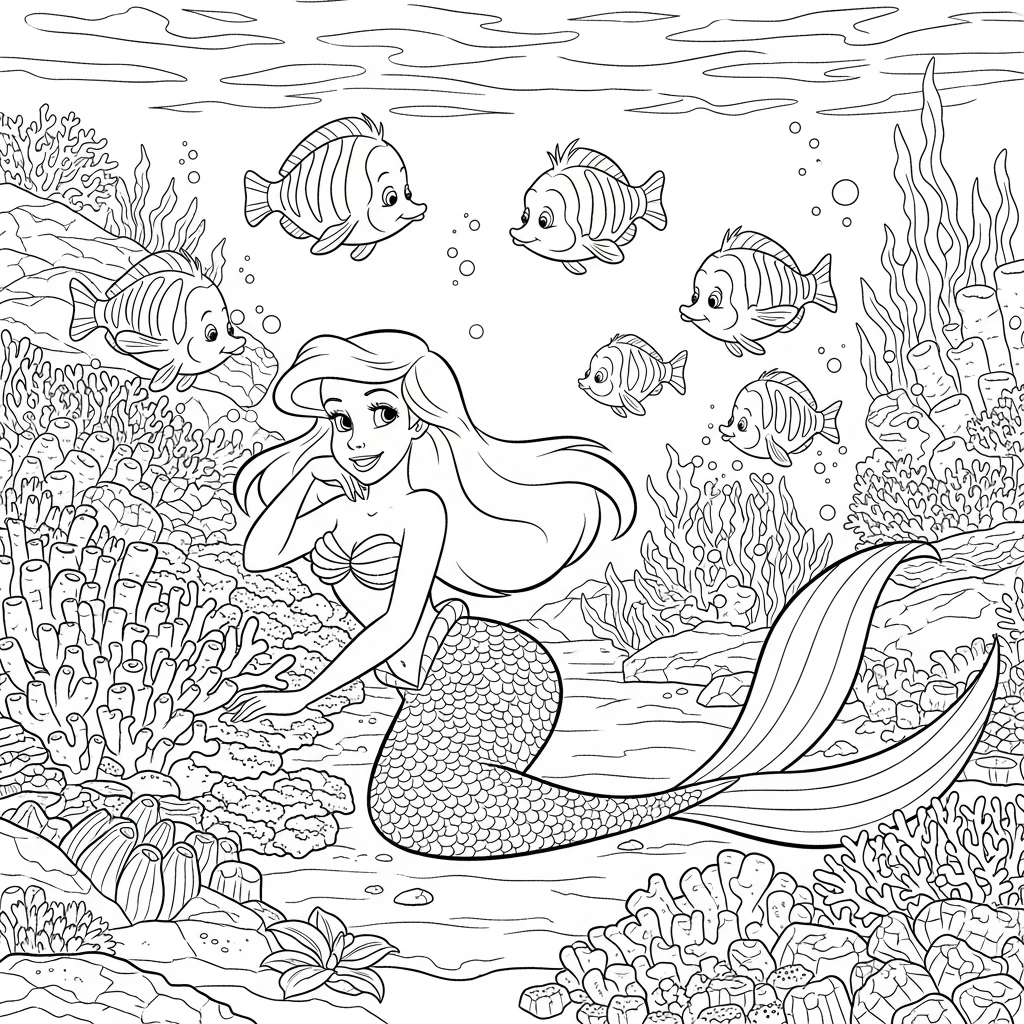 Coloriage Ariel en Détente à Imprimer