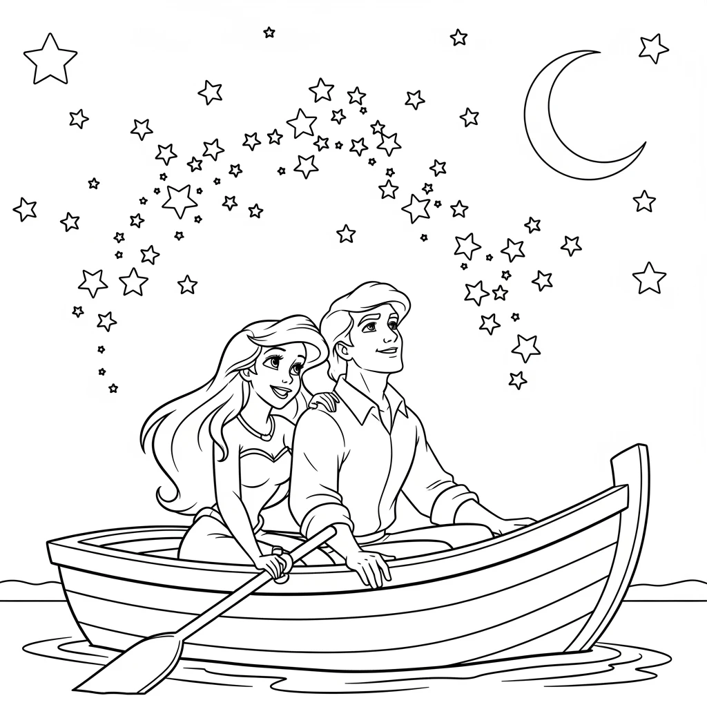 Coloriage Ariel et Eric à Imprimer