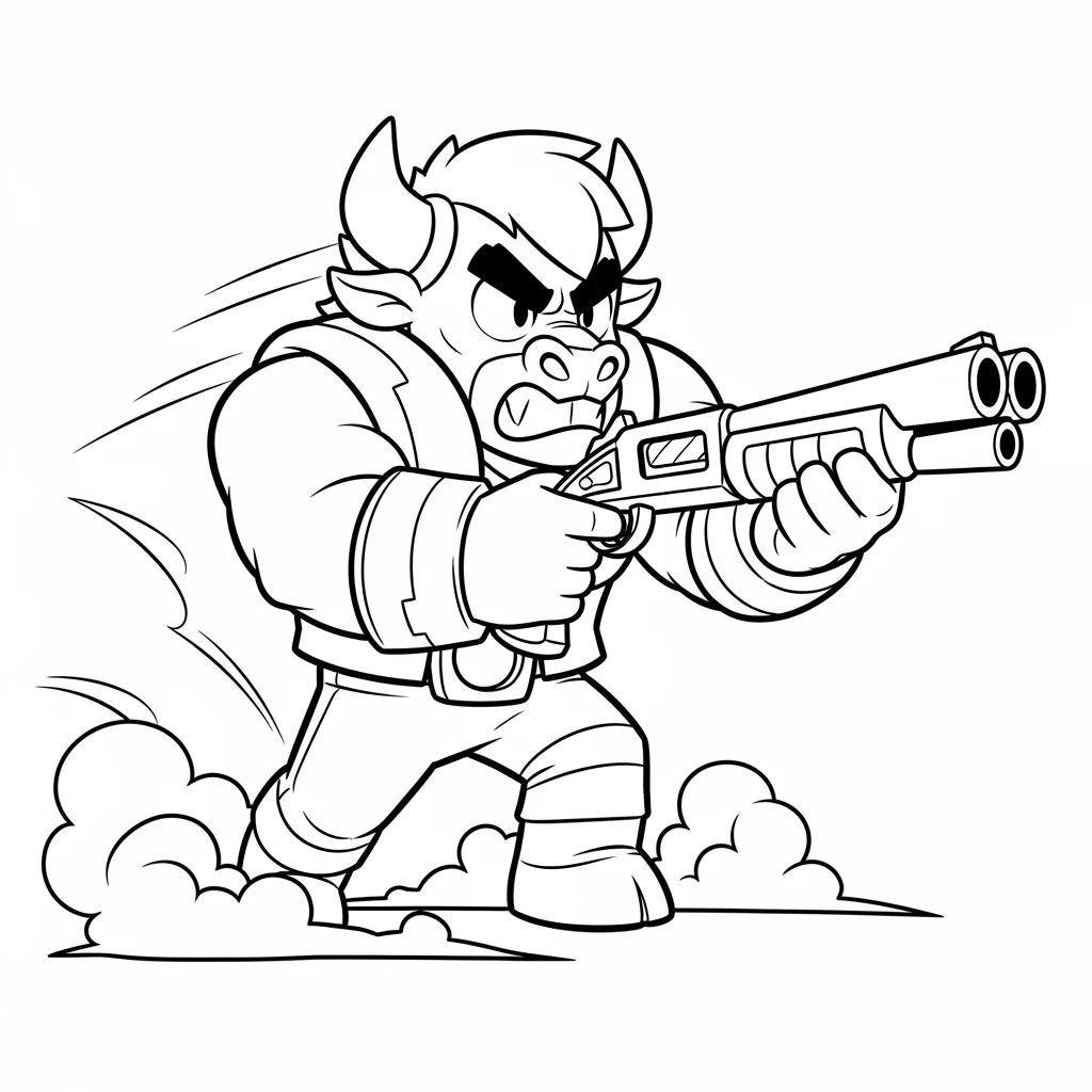 Coloriage Brawl Stars Bull en Action à Imprimer