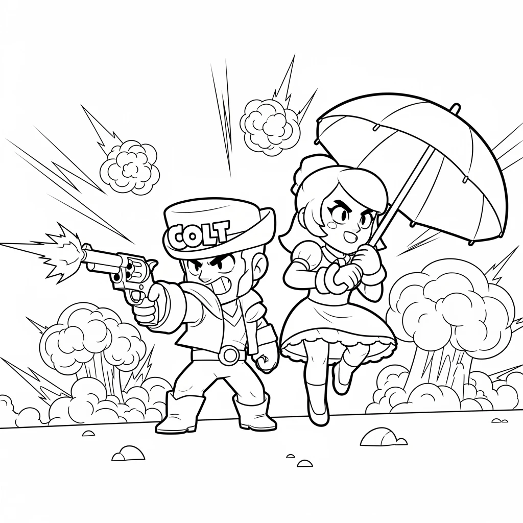 Coloriage Brawl Stars Colt et Piper à Imprimer