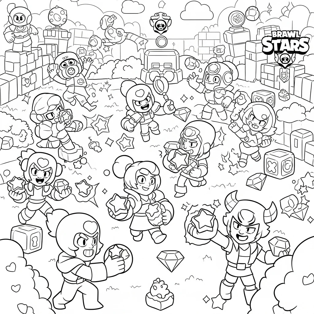 Coloriage Brawl Stars Étoiles à Imprimer