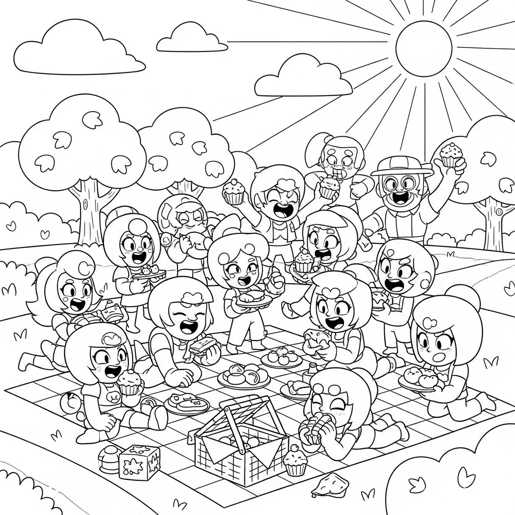 Coloriage Brawl Stars Fête d'Amitié à Imprimer