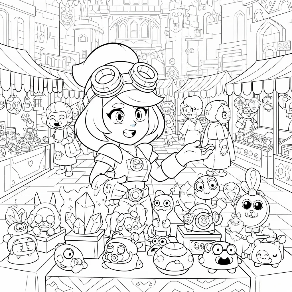 Coloriage Brawl Stars Pam au Bazar à Imprimer