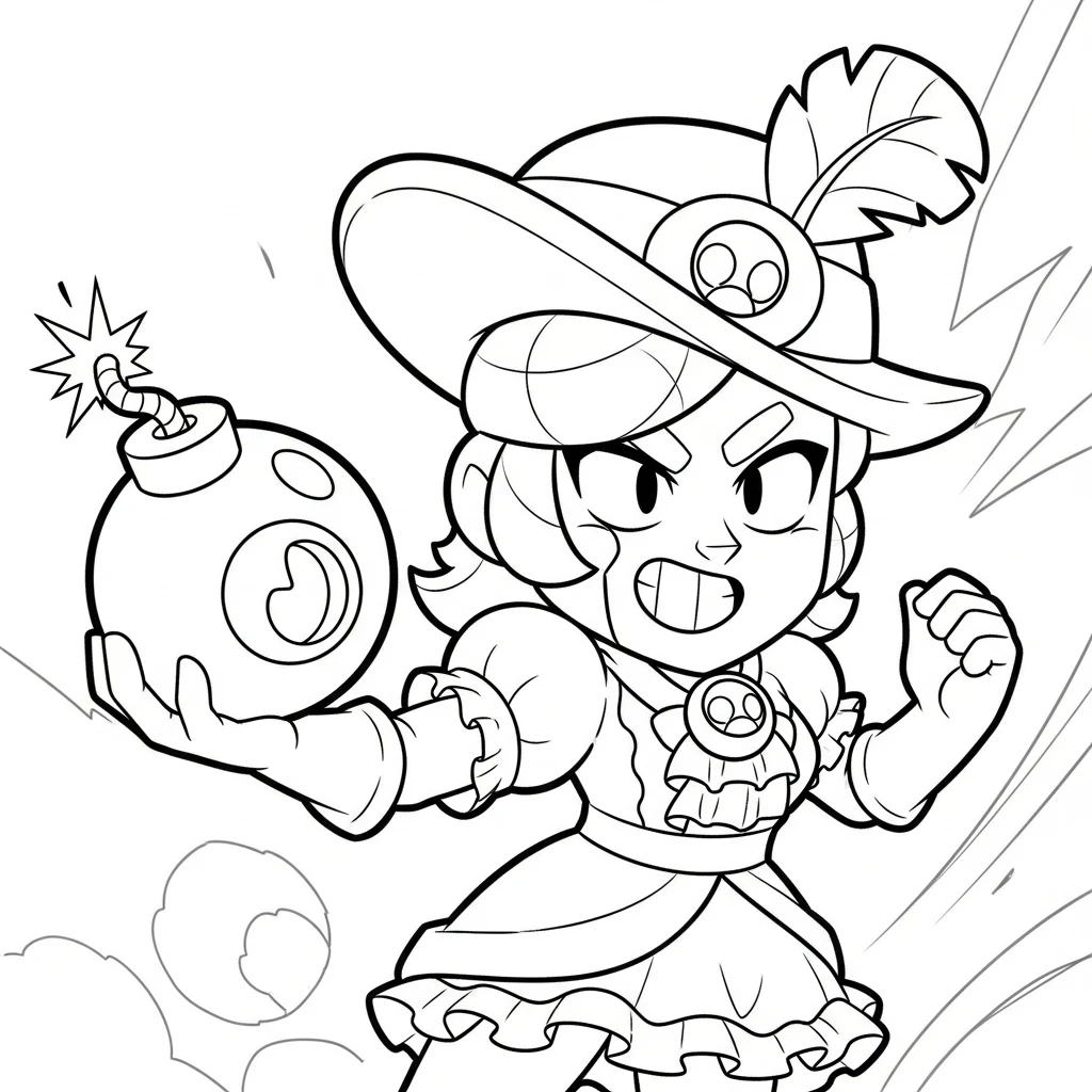 Coloriage Brawl Stars Piper à Imprimer