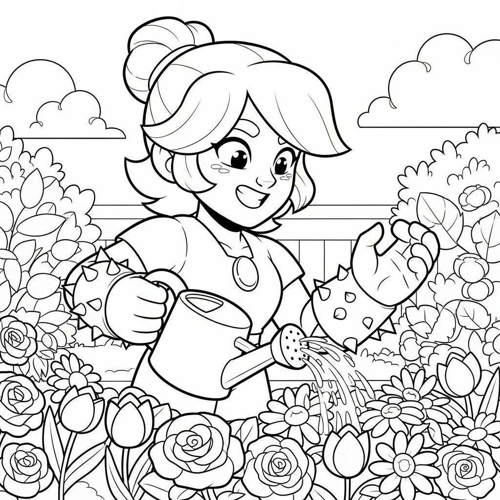 Coloriage Brawl Stars Rosa à Imprimer