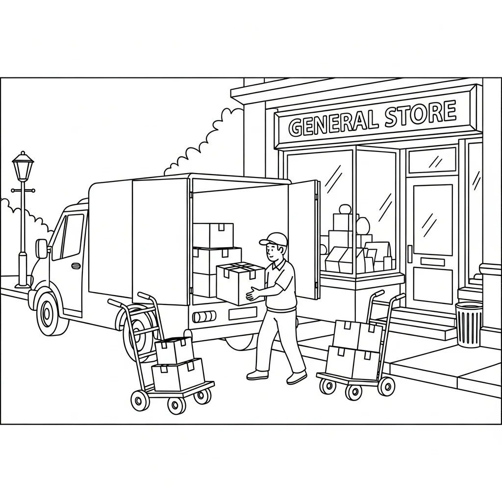 Coloriage Camion de Livraison à Imprimer