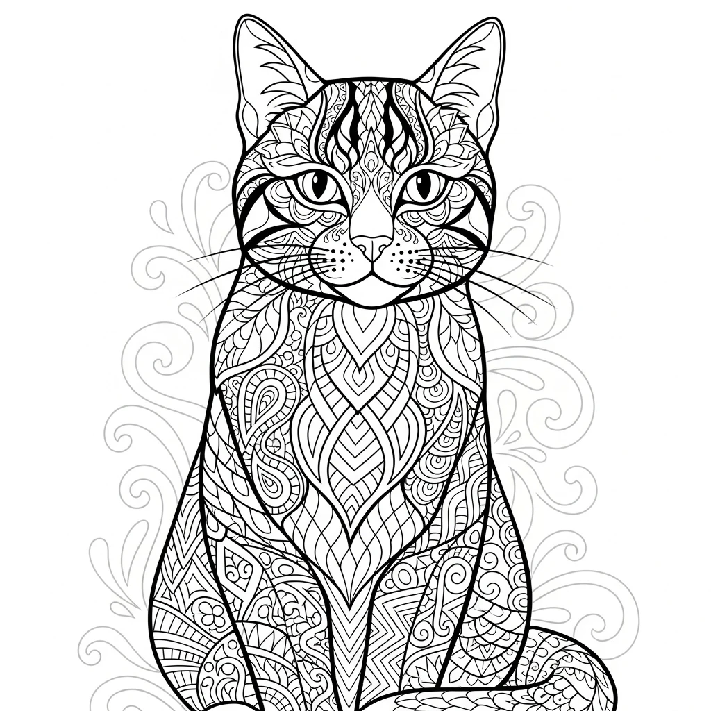 Coloriage Chats Décoratifs à Imprimer
