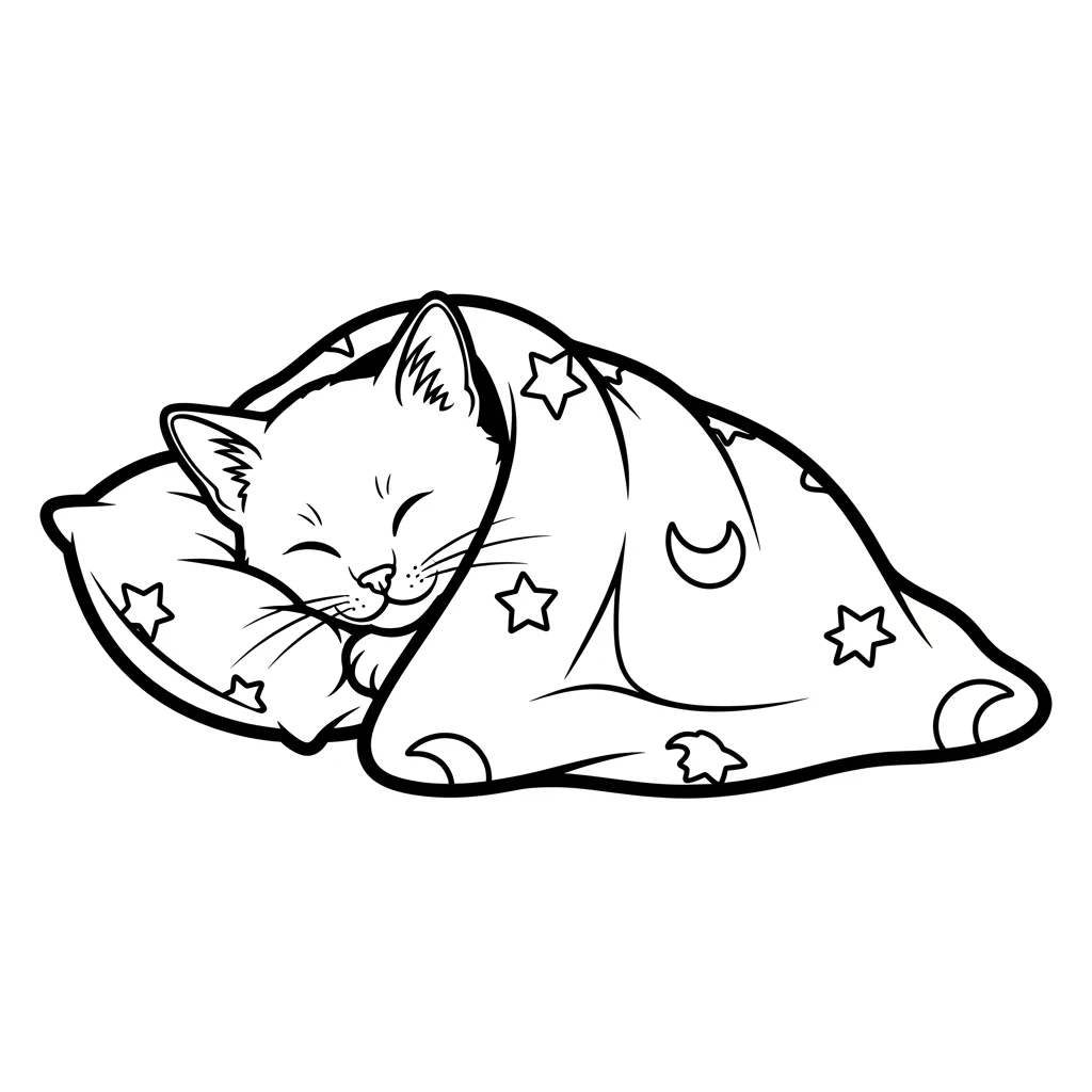 Coloriage Chats Dormant à Imprimer