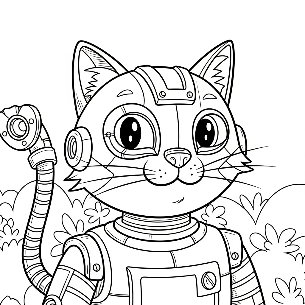 Coloriage Chats Robot à Imprimer