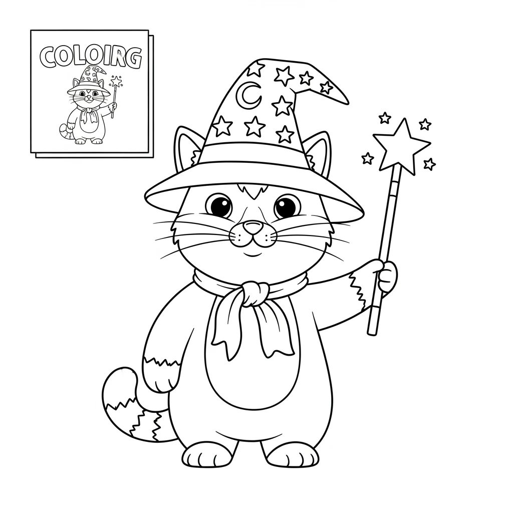 Coloriage Chats avec Chapeau à Imprimer
