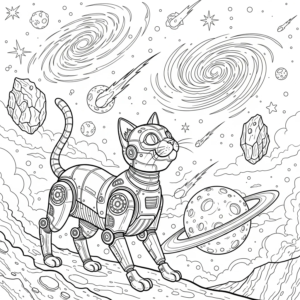 Coloriage Chats du Futur à Imprimer