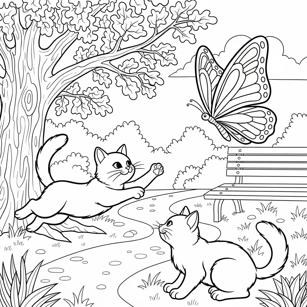 Coloriage Chats qui Jouent à Imprimer