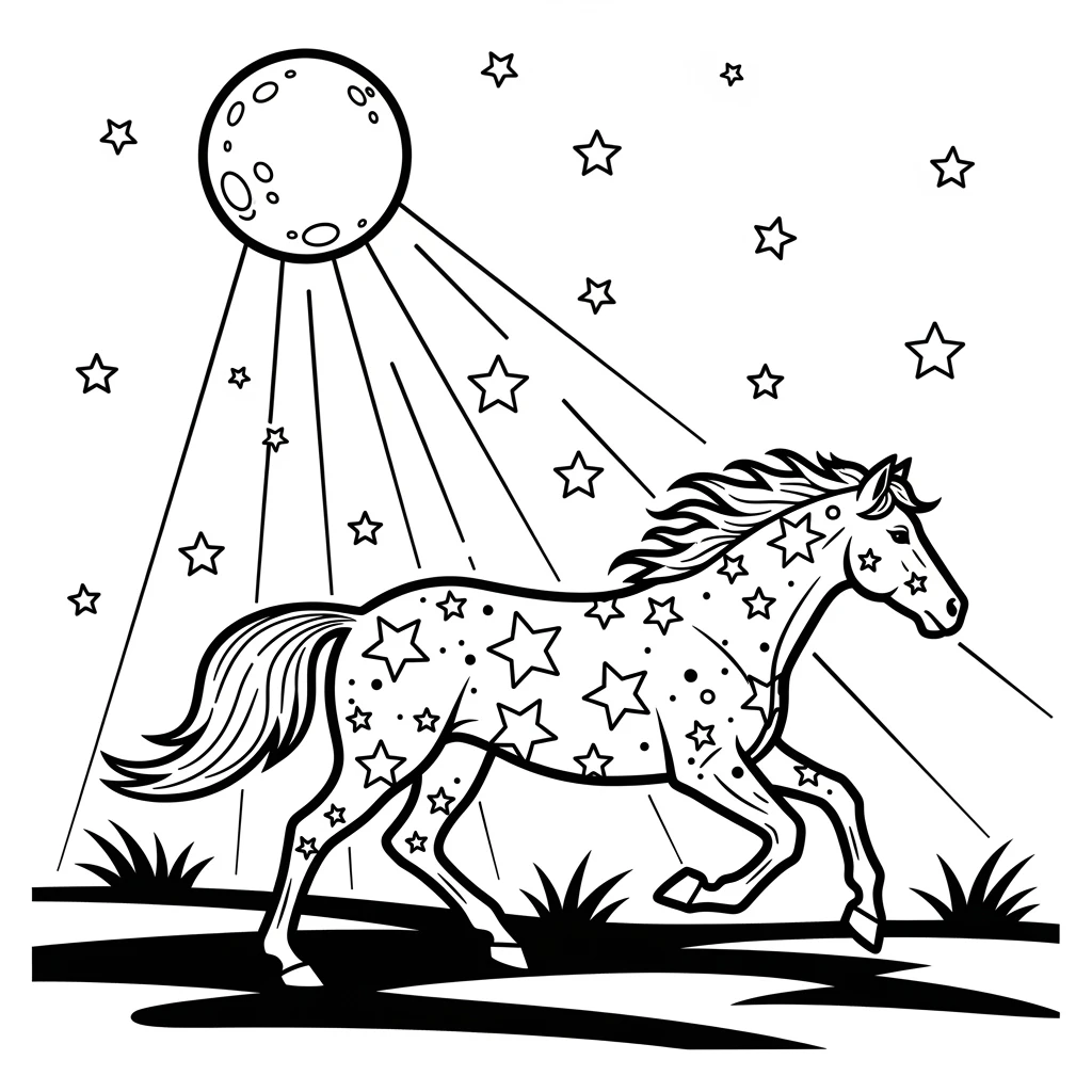 Coloriage Cheval Étoilé à Imprimer