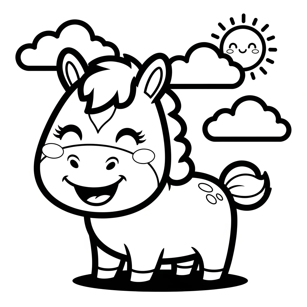 Coloriage Cheval Kawaii à Imprimer