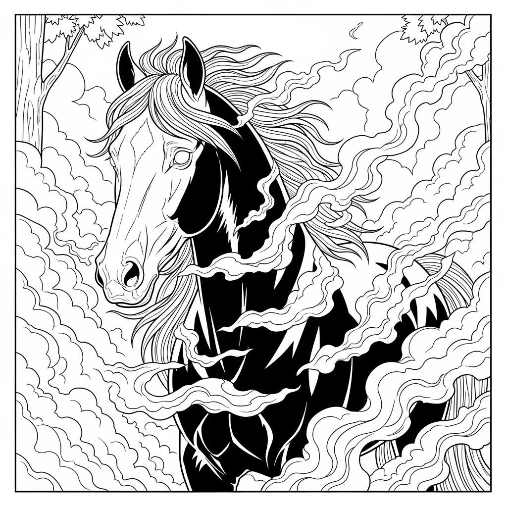 Coloriage Cheval Mystique à Imprimer