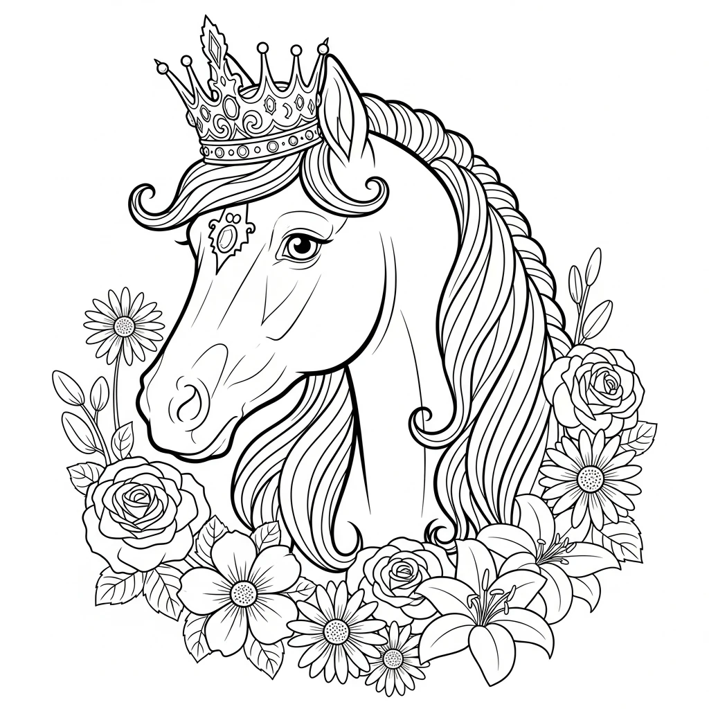 Coloriage Cheval Princesse à Imprimer