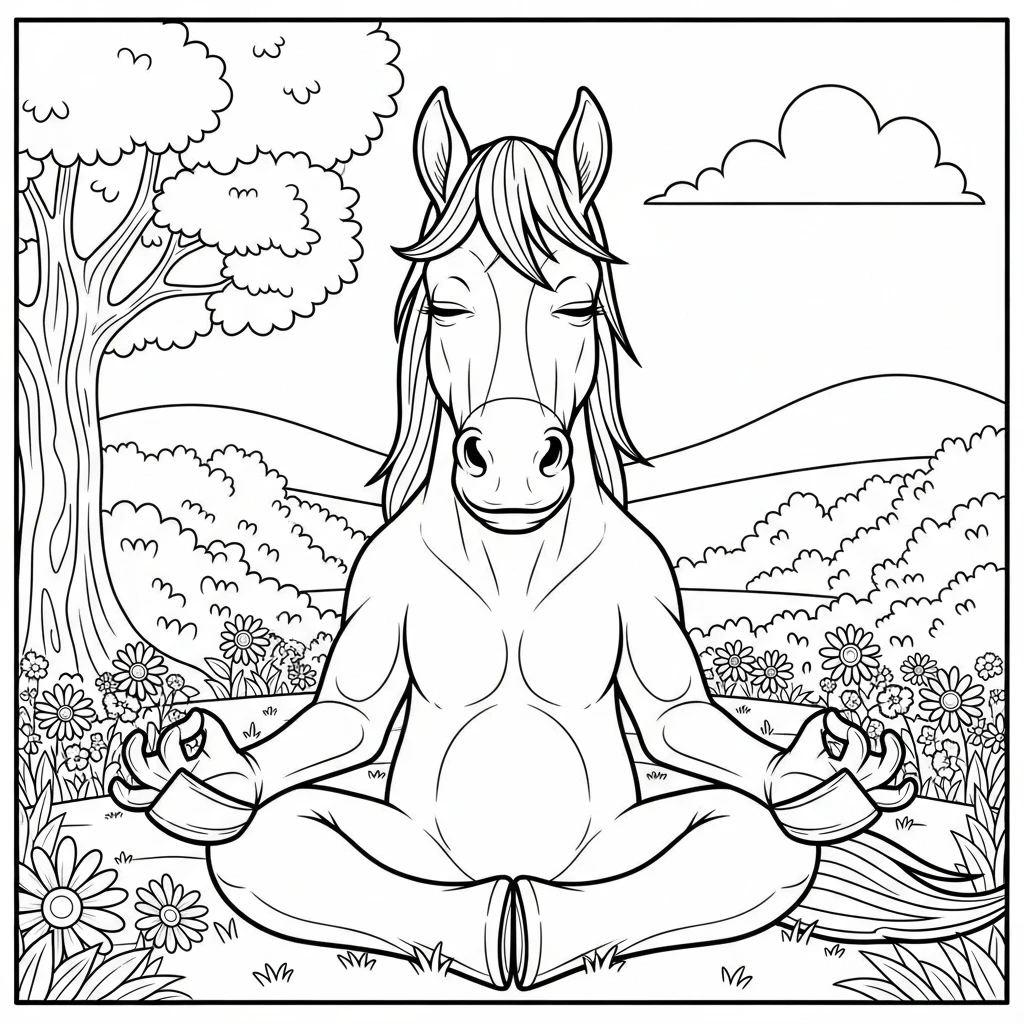 Coloriage Cheval Zen à Imprimer