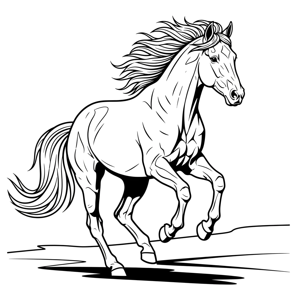Coloriage Cheval au Galop à Imprimer
