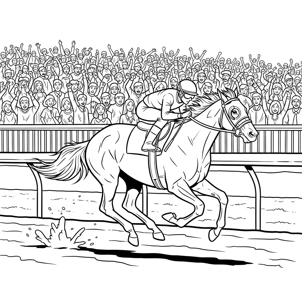 Coloriage Cheval de Course à Imprimer
