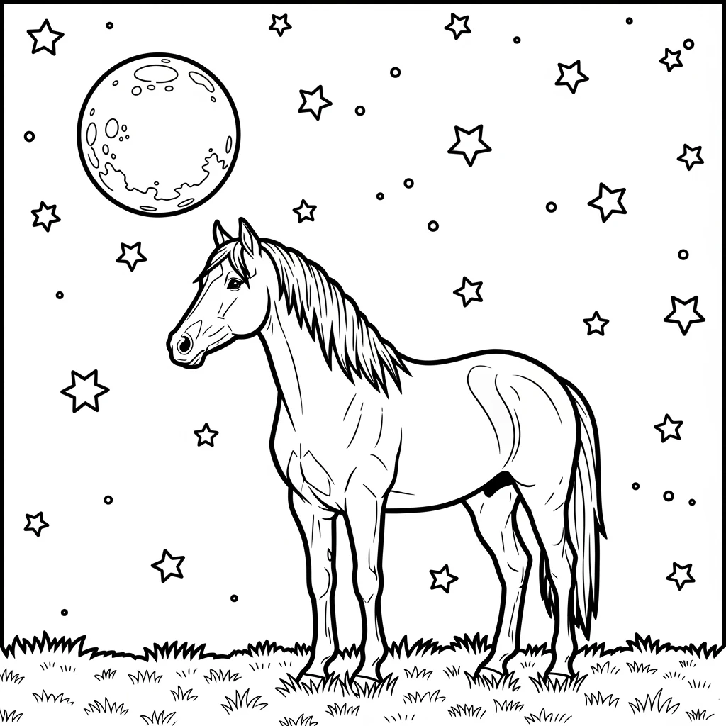 Coloriage Cheval de Nuit à Imprimer