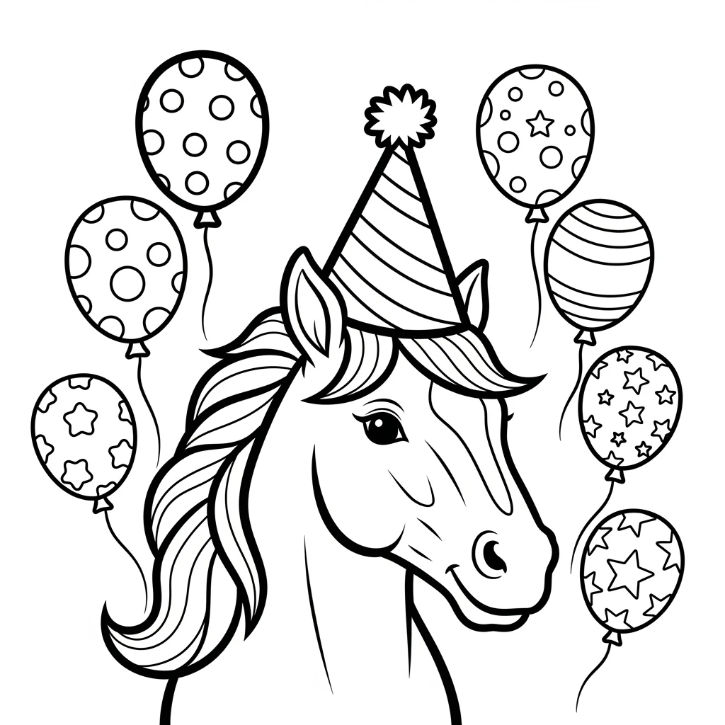 Coloriage Cheval en Fête à Imprimer