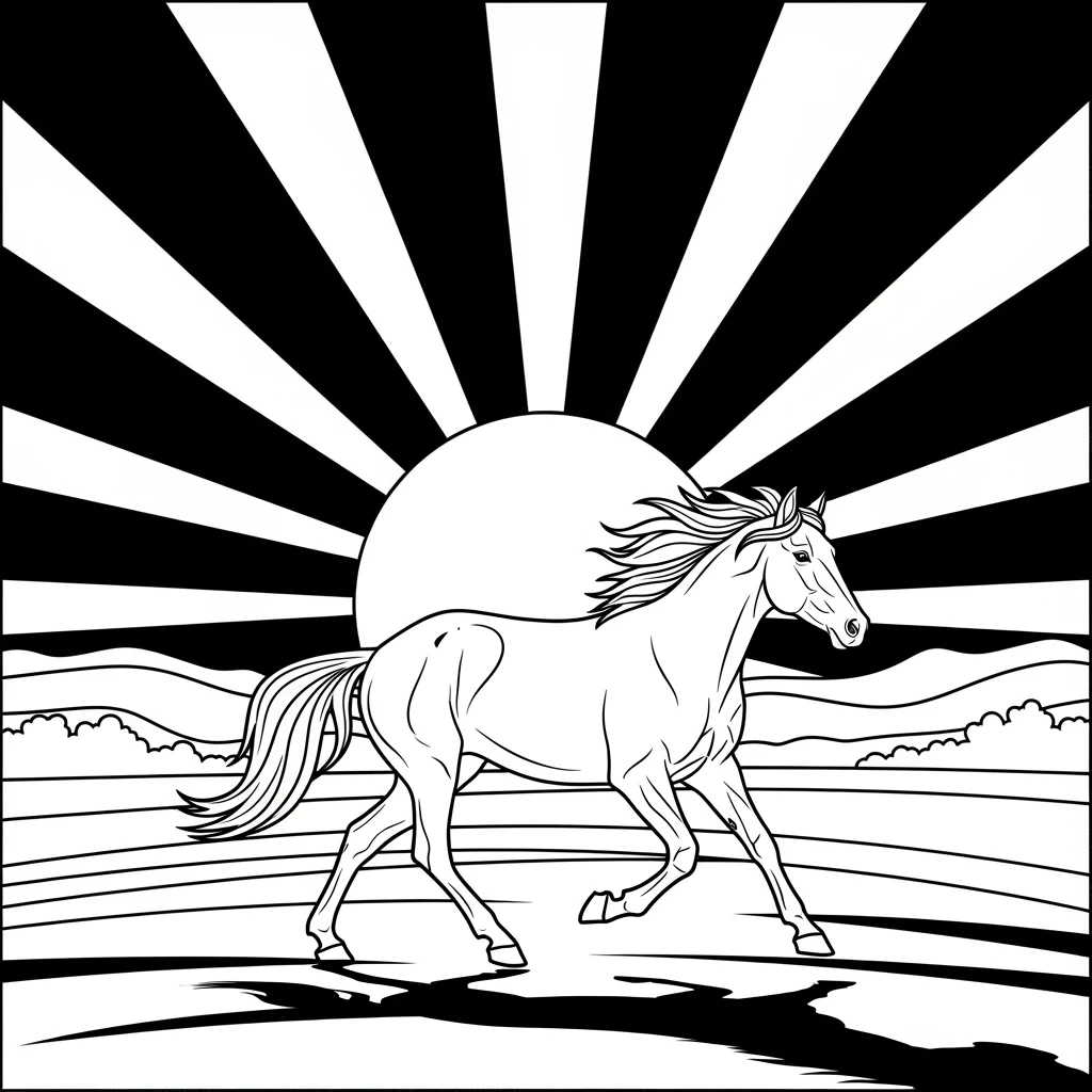Coloriage Cheval en Liberté à Imprimer