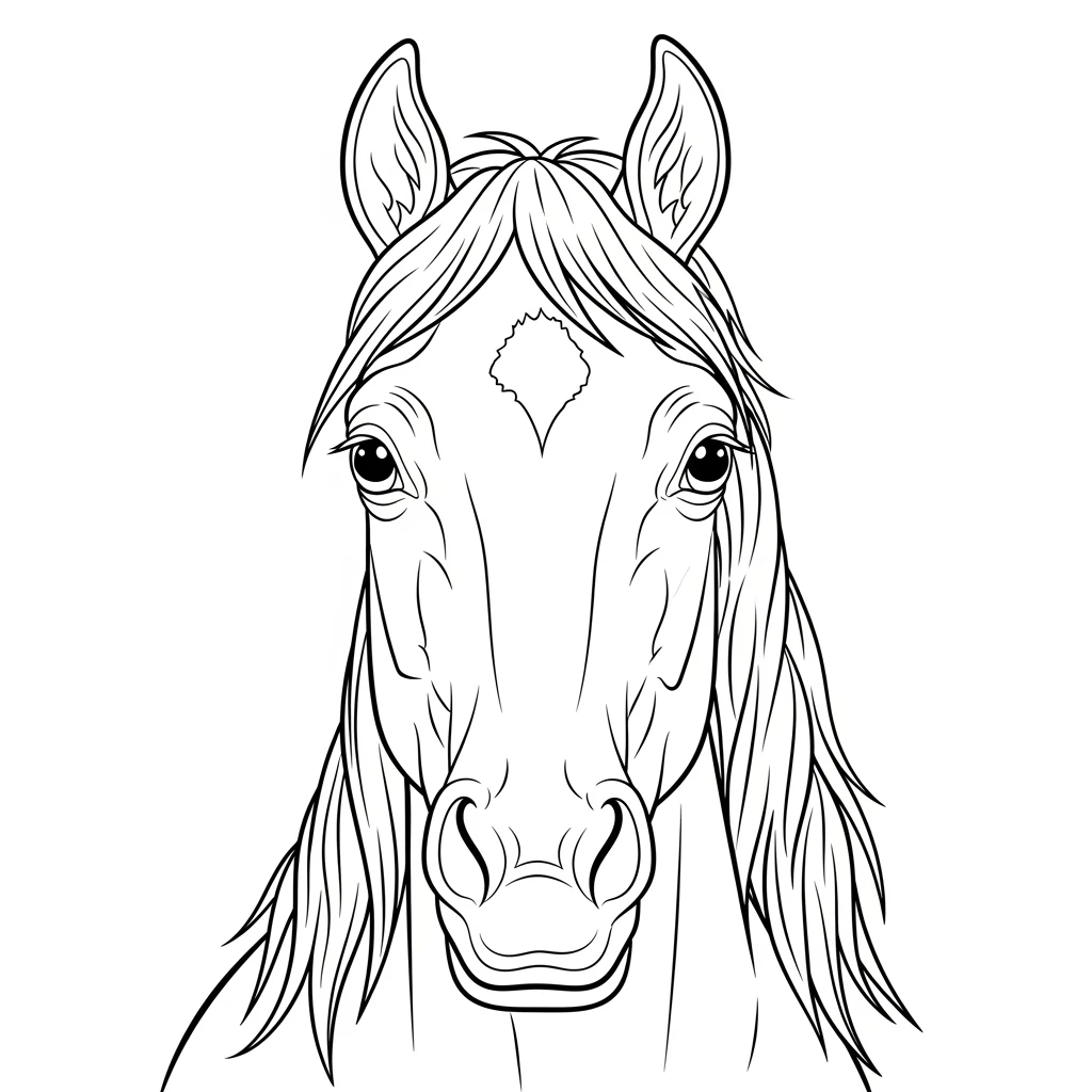 Coloriage Cheval en Portrait à Imprimer