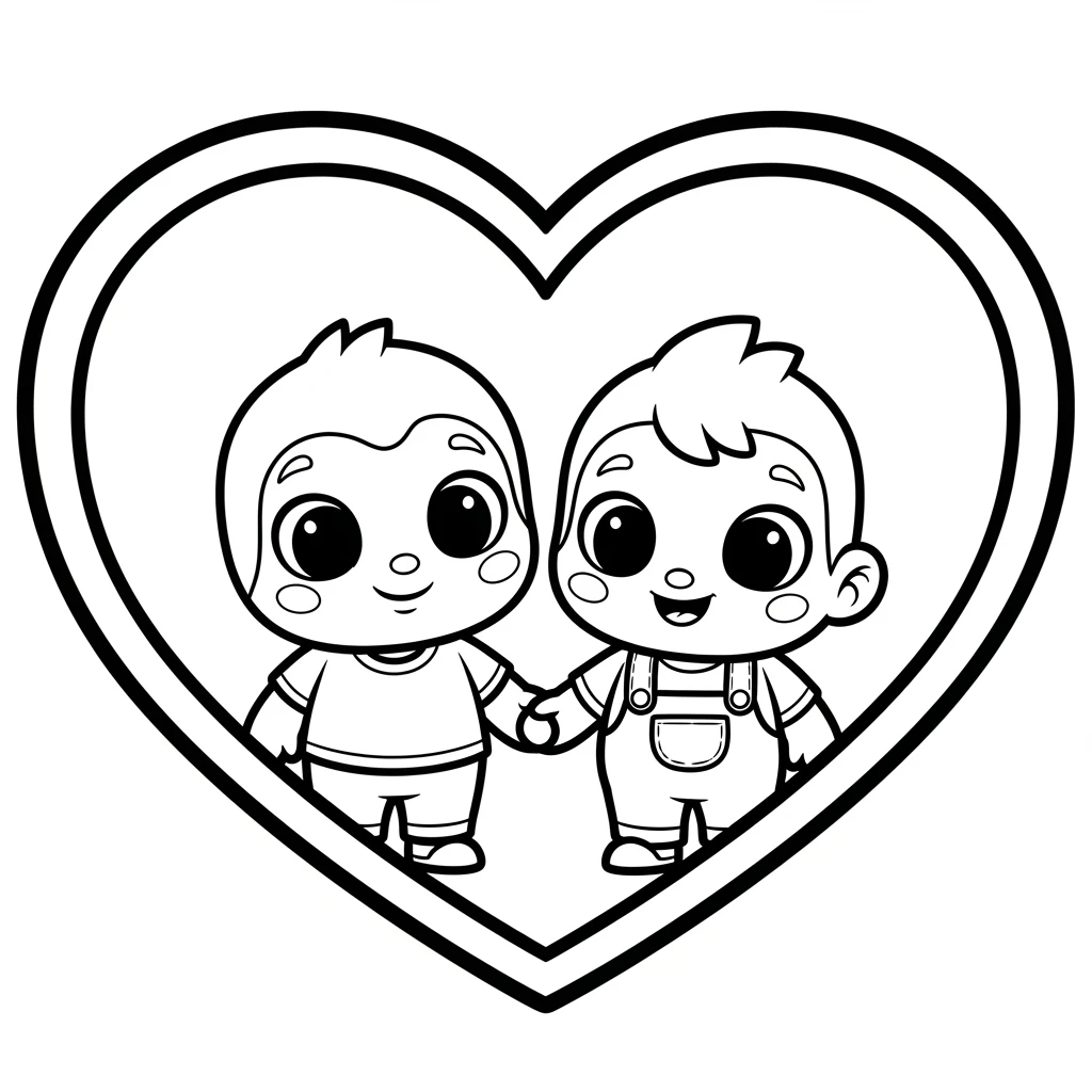 Coloriage Cœur Amoureux à Imprimer