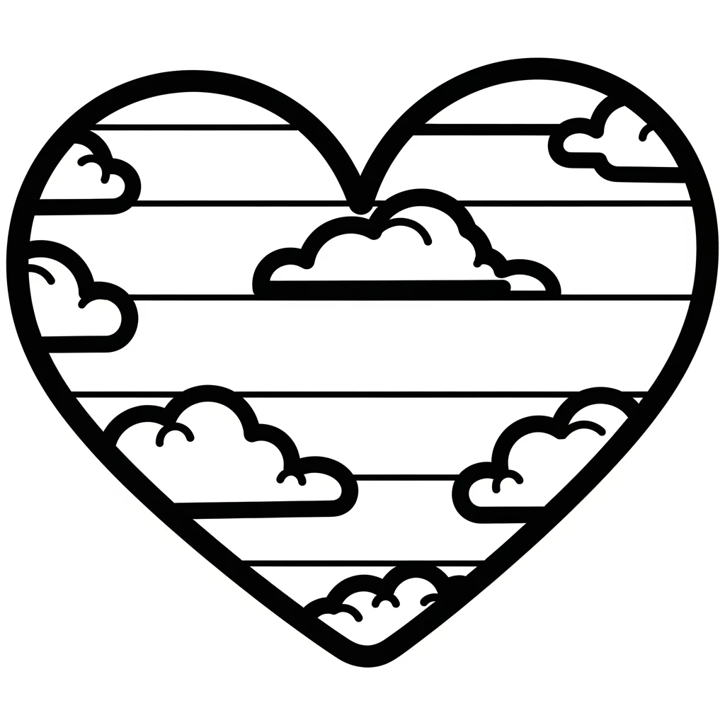 Coloriage Cœur Arc-en-ciel à Imprimer