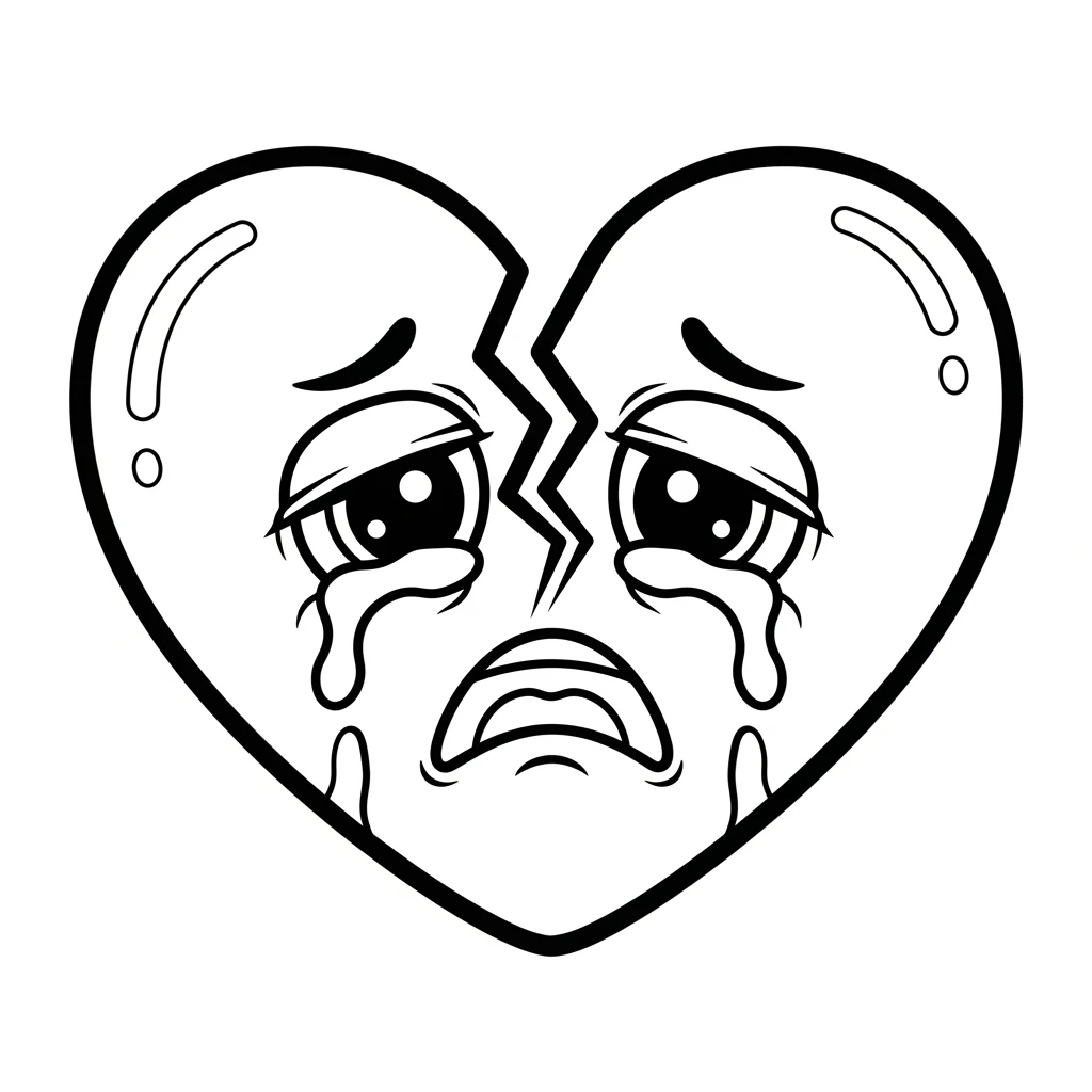 Coloriage Cœur Brisé à Imprimer