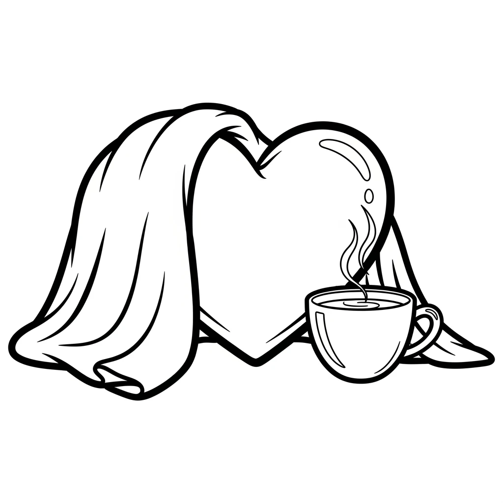 Coloriage Cœur Cosy à Imprimer