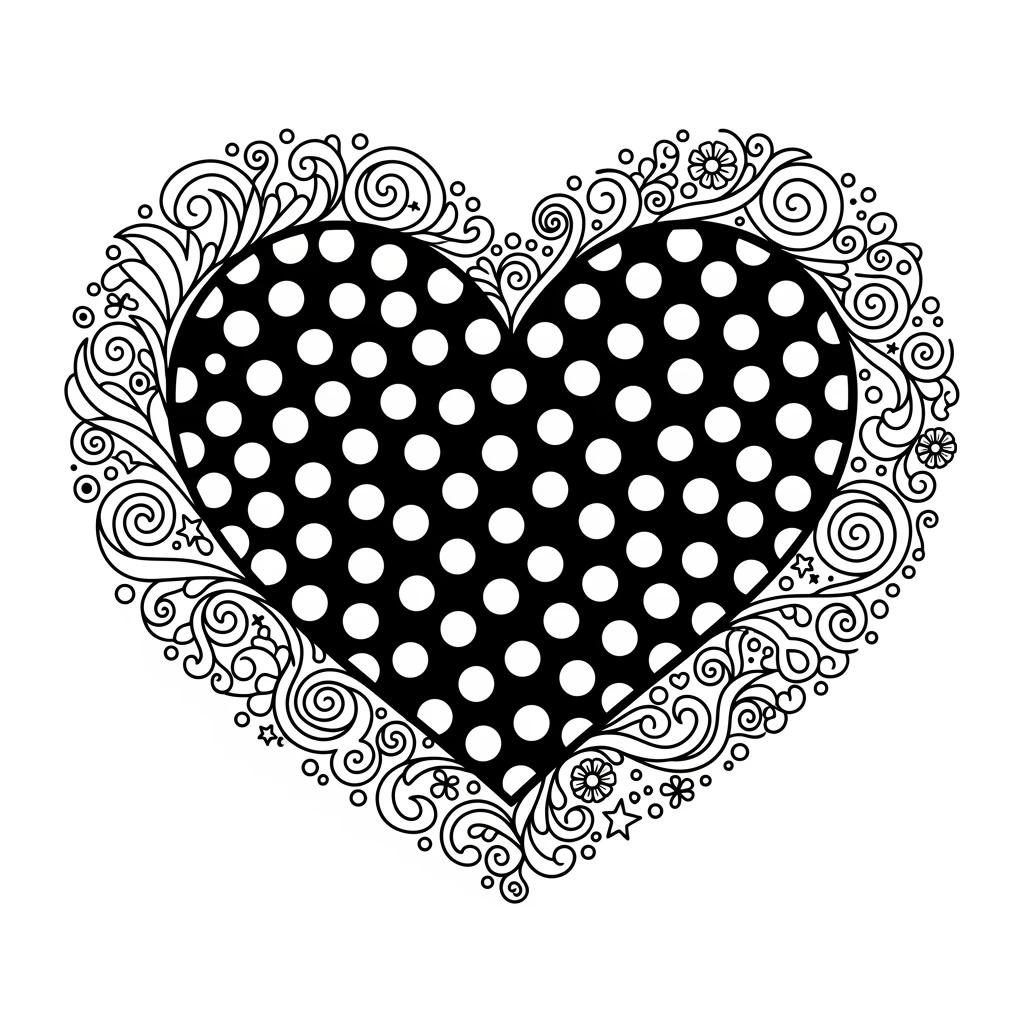 Coloriage Cœur à Pois à Imprimer