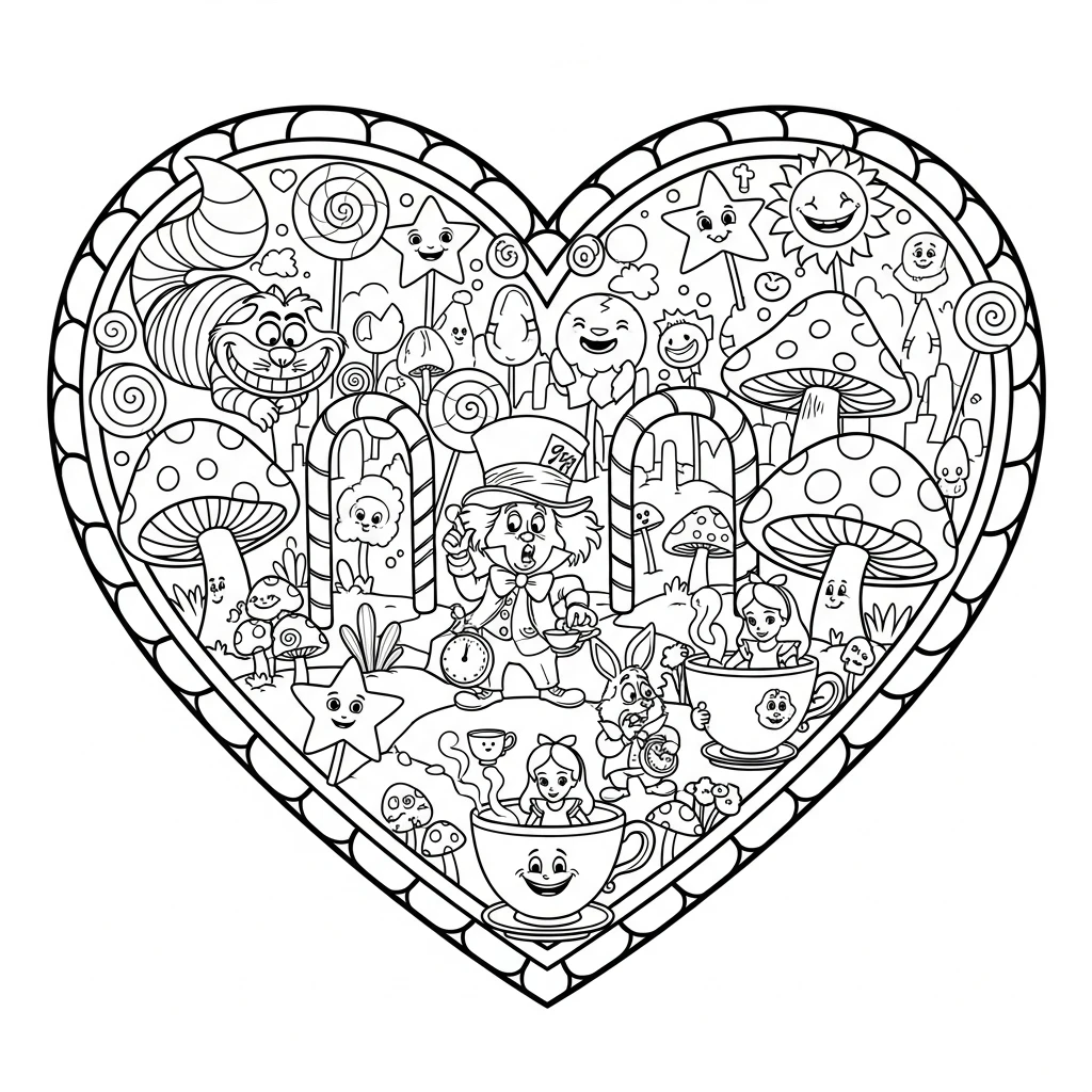 Coloriage Cœur de Merveilles à Imprimer