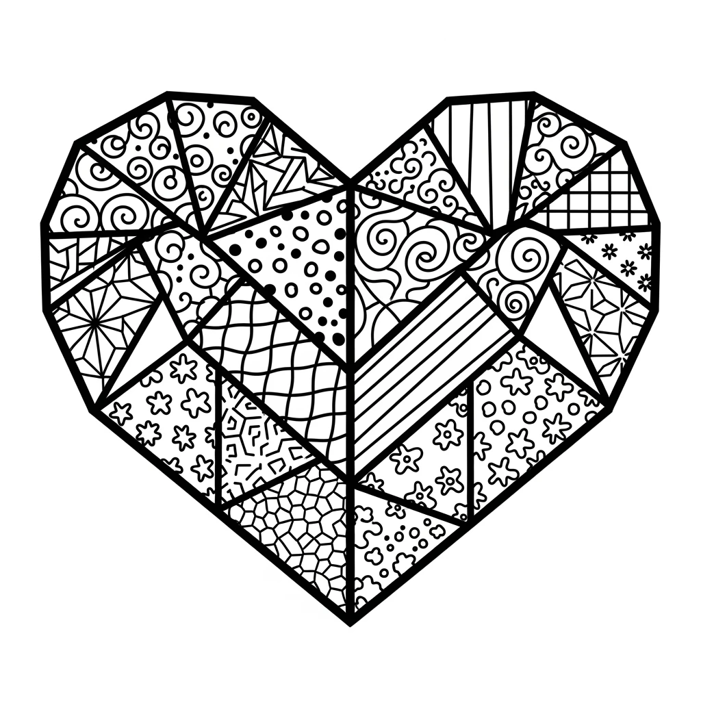 Coloriage Cœur en Papier à Imprimer