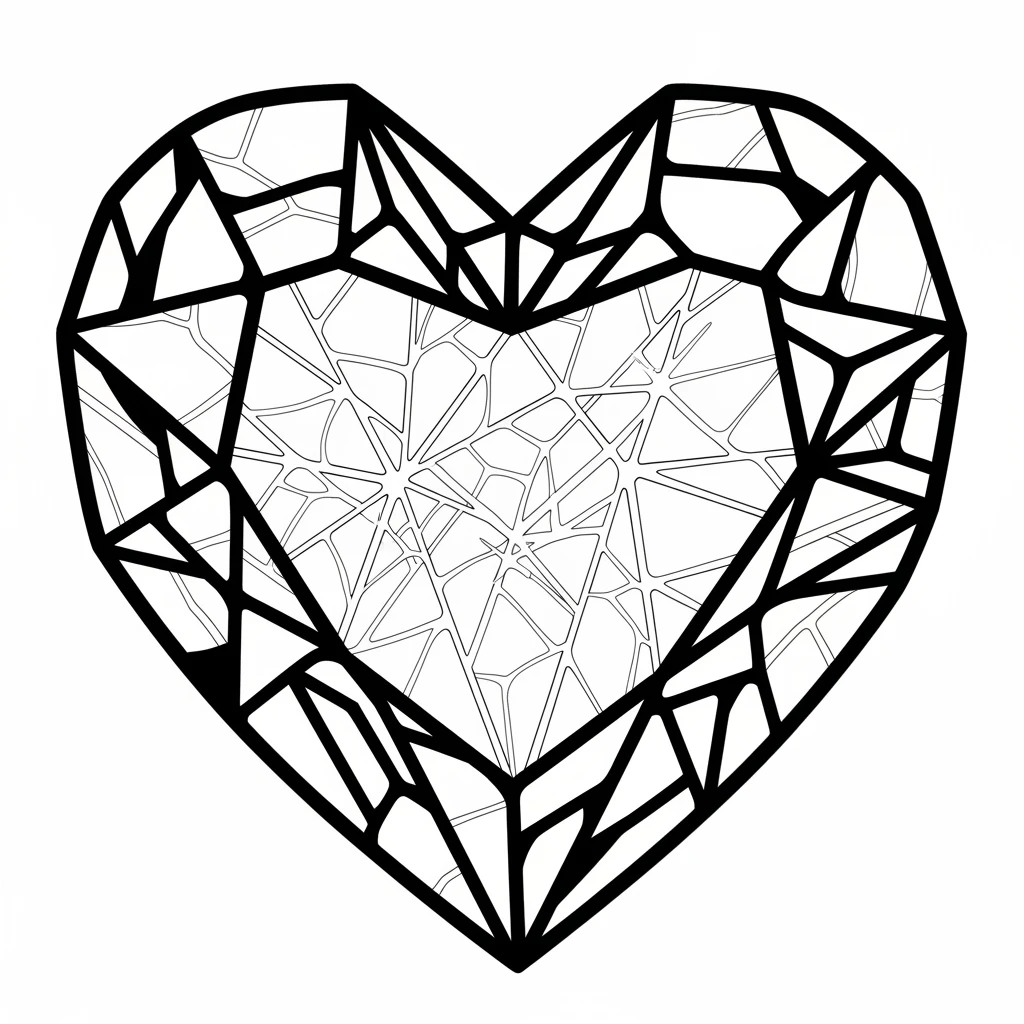 Coloriage Cœur en Verre à Imprimer