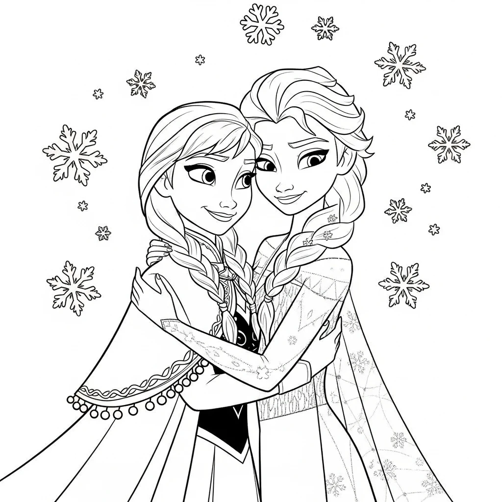 Coloriage Disney Elsa Anne à Imprimer