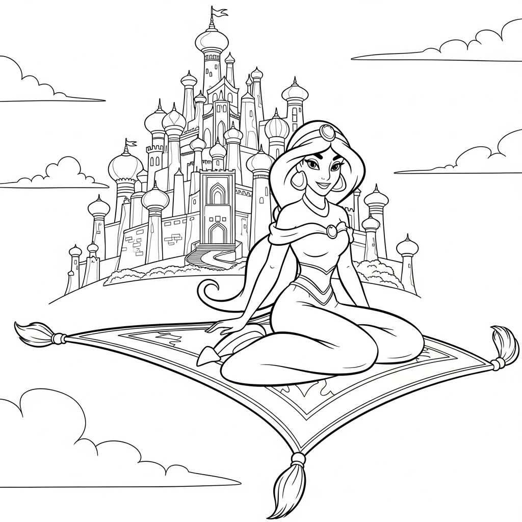 Coloriage Disney Jasmine à Imprimer