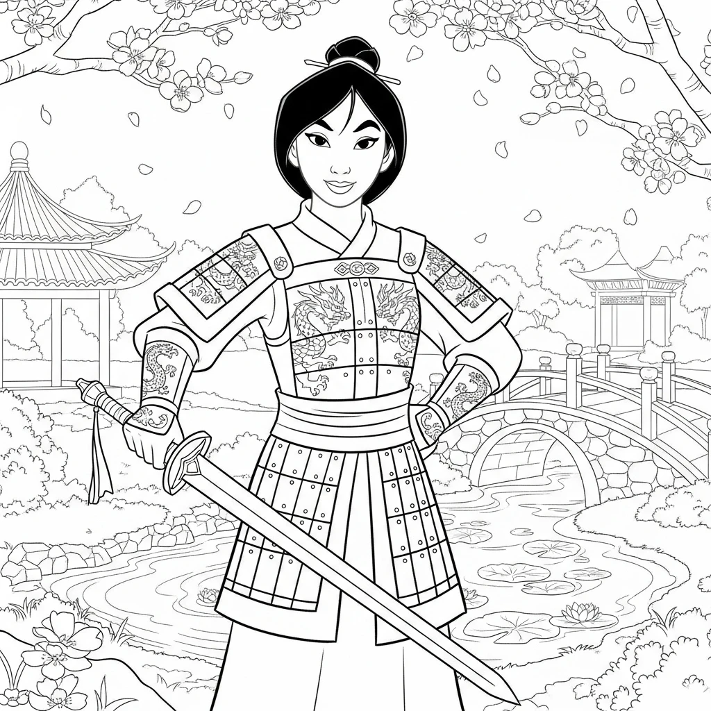 Coloriage Disney Mulan à Imprimer