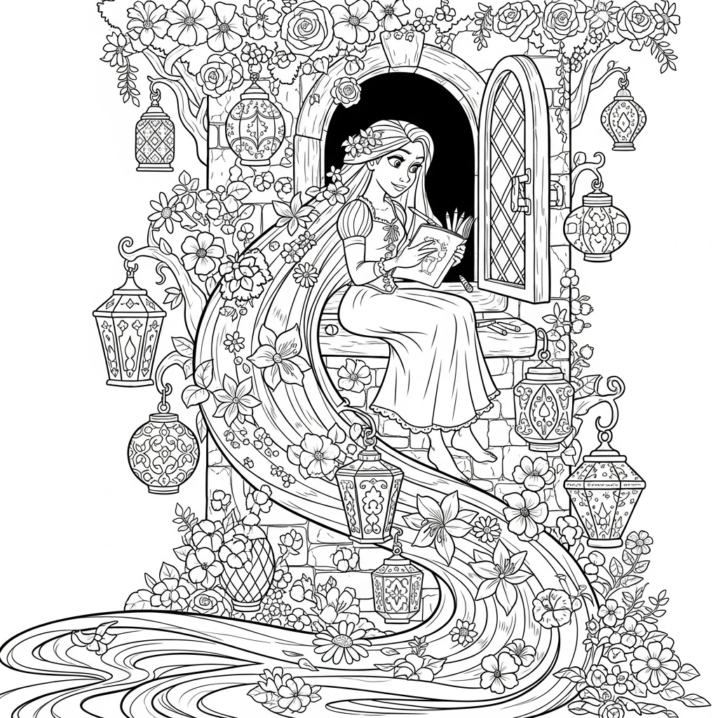Coloriage Disney Raiponce à Imprimer