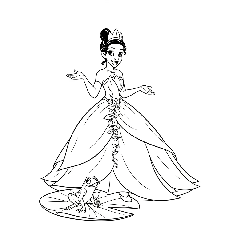 Coloriage Disney Tiana à Imprimer