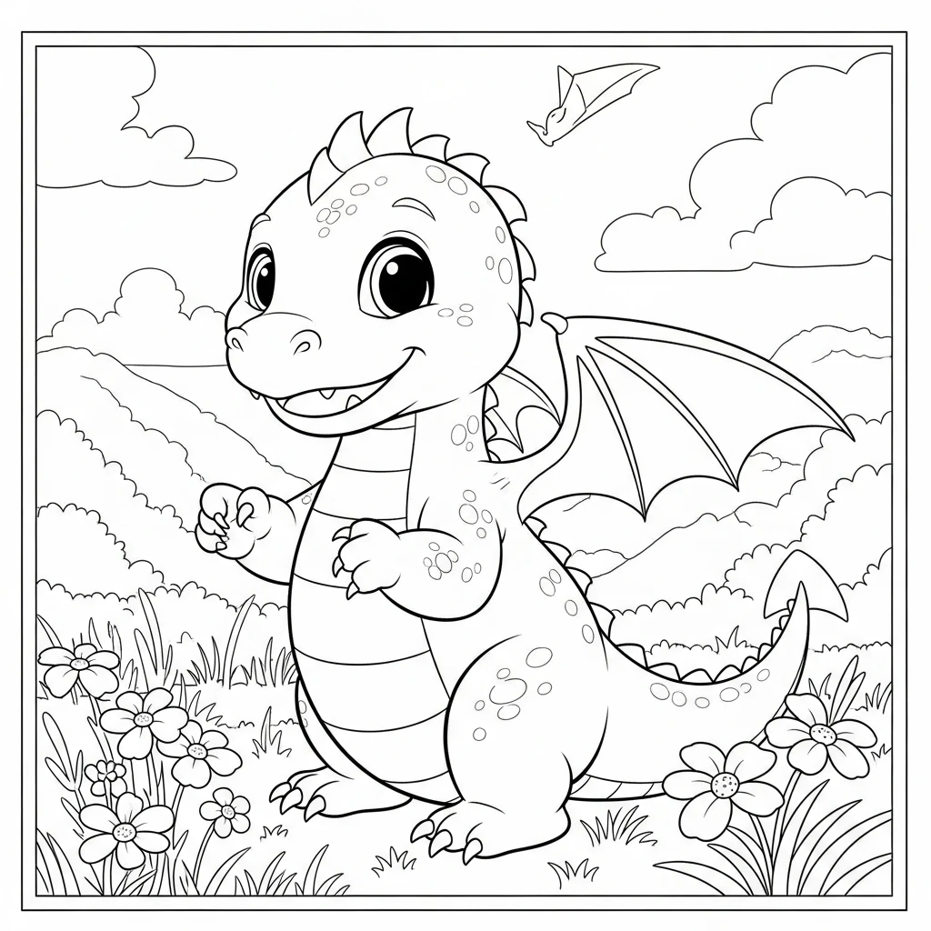 Coloriage Dragon Bébé à Imprimer