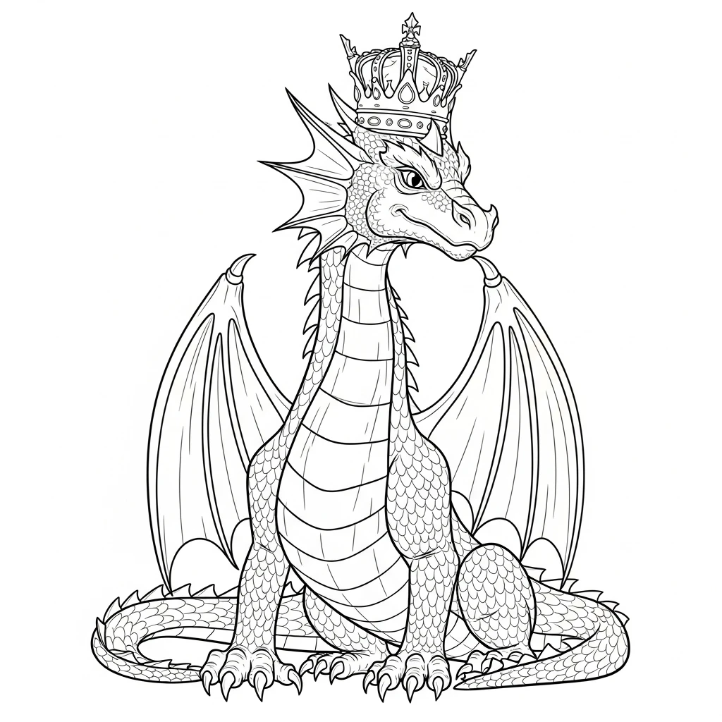 Coloriage Dragon Couronné à Imprimer