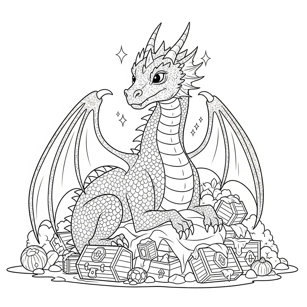 Coloriage Dragon Etincelant à Imprimer