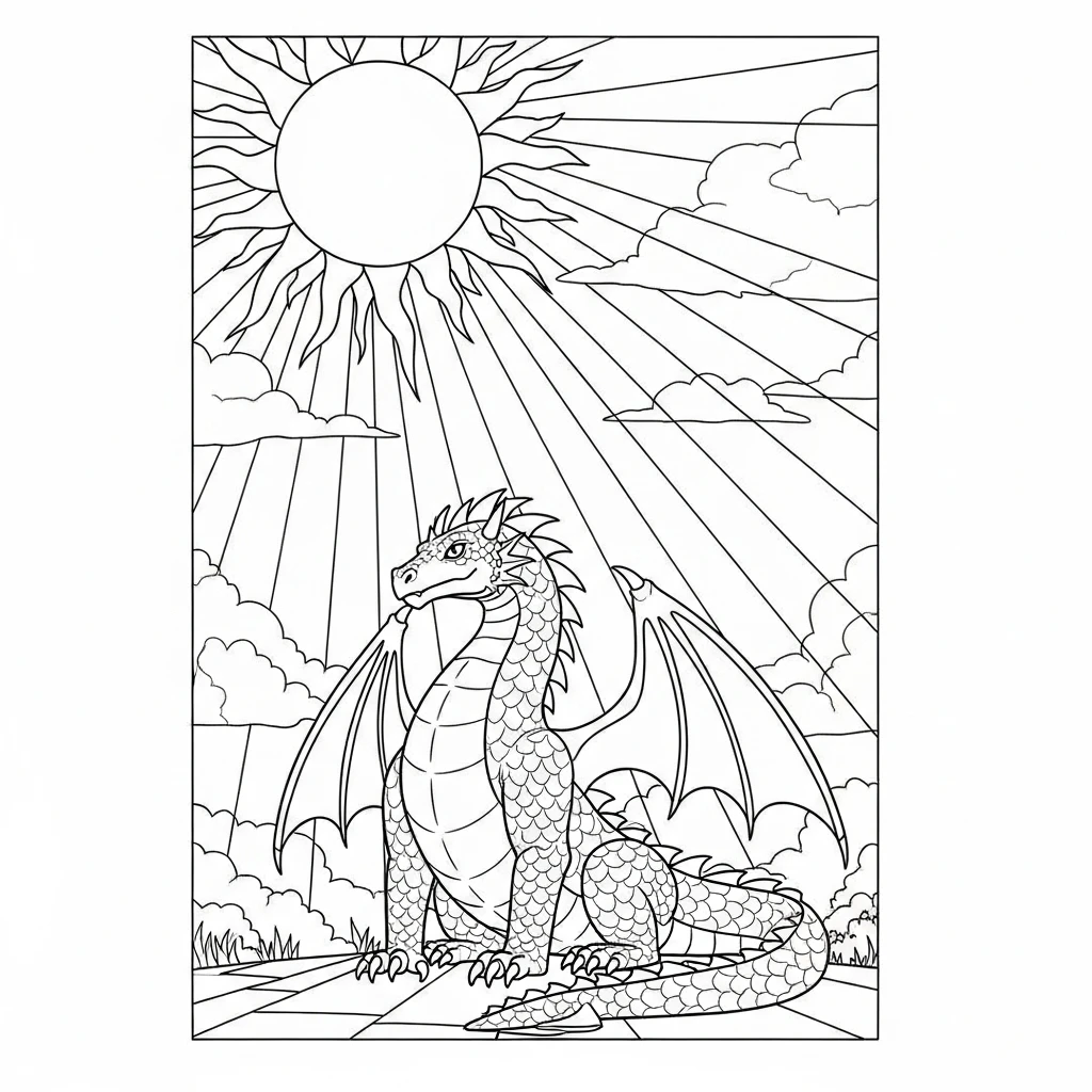 Coloriage Dragon Solaire à Imprimer