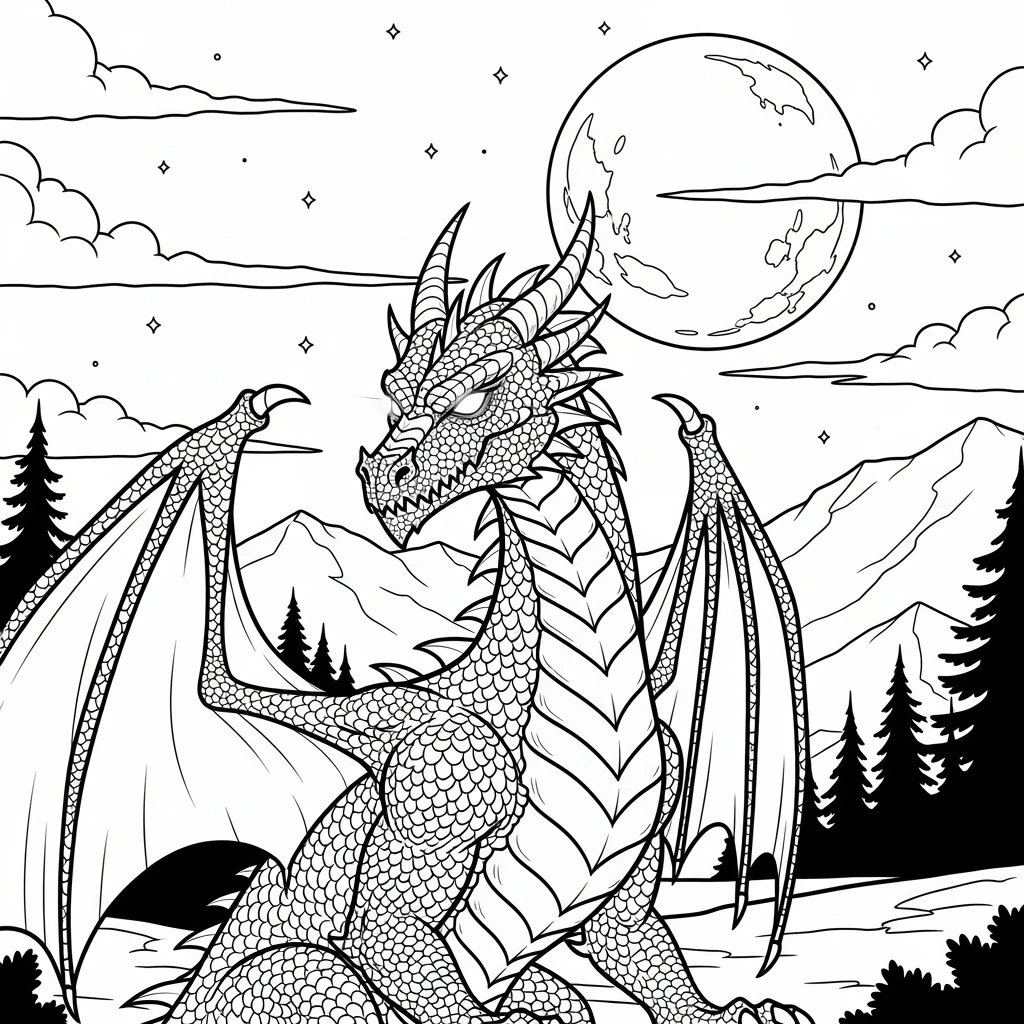 Coloriage Dragon de Nocturne à Imprimer