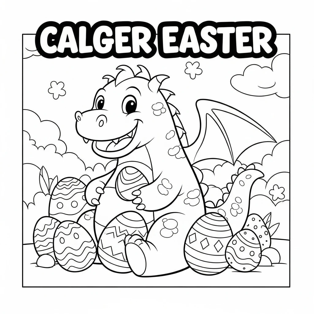 Coloriage Dragon de Pâques à Imprimer