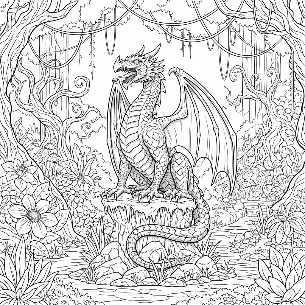 Coloriage Dragon de Pierre à Imprimer